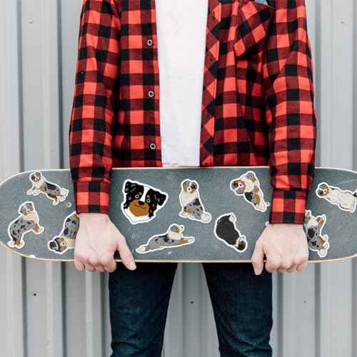 50 Pack Pcs Australian Shepherd Stickers for Water Bottles Waterproof Vinyl Laptop Luggage Scrapbooking Funny Cute Dog Sticker Packs Bulk Set Teens Adults Aesthetic Small Decals