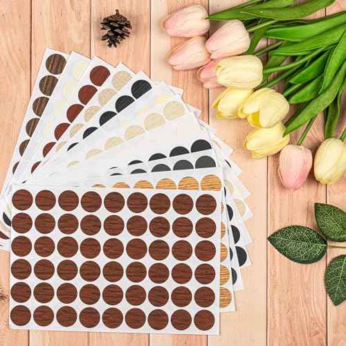 648 PCS 12 Colors Self-Adhesive Screw Holes Covers Stickers PVC Dustproof for Wood Furniture Cabinet Wall Desk Chair Bookcase Shelve Plate