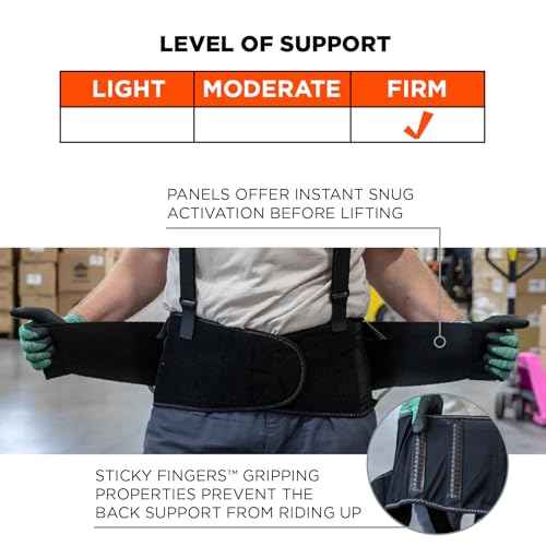 Ergodyne ProFlex 2000SF Back Support Brace, 8.5" Spandex, V-Shape Design and Patented Stays for Added Support, Medium,Black