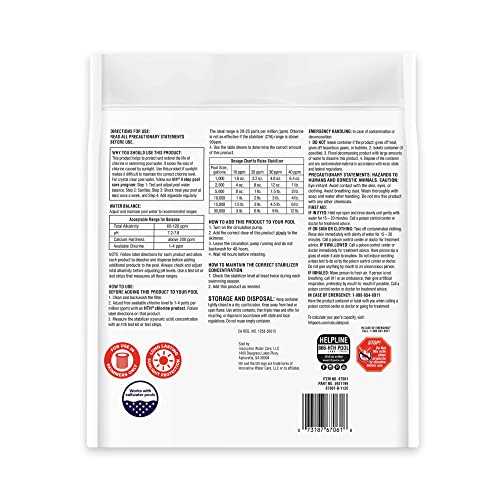 HTH 67061 Swimming Pool Care Pool Care Stabilizer, Swimming Pool Chemical Helps Chlorine Last Longer, Sunlight Protection, 4 Lbs