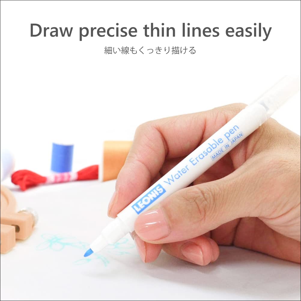 LEONIS 10 Water Erasable Fabric Marking Pen Blue & 5 Disappearing Ink Fabric Marking Pen [ 78007_78009 ]