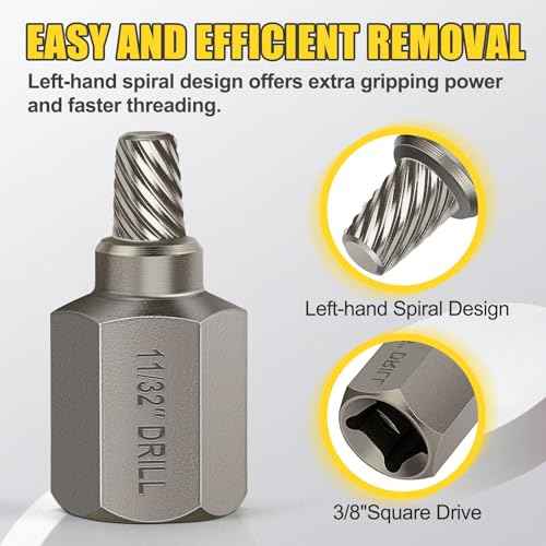 Topec Double Head Screw Extractor Set, Newest Version 3/8¡± Drive 2-in-1 Functional Easy Out Bolt Extractor, 2PC,1/8 & 7/32