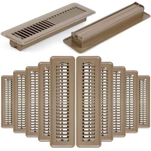 12 Pcs 2 x 12 Brown Heavy Duty Steel Floor Register Bulk, Walkable Design with Damper, Floor Register Vent Grille Covers with Easy Adjust Air Supply Lever