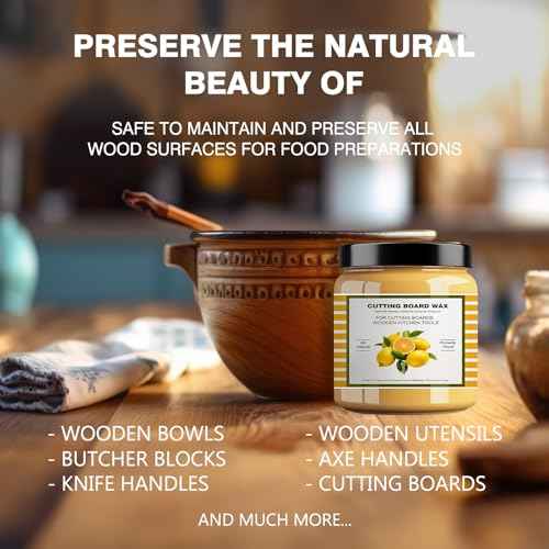 Premium Cutting Board Finish Wax - Natural Beeswax and Carnauba Wax - Improved with Lemon & Orange Oils - Beeswax Wood Polish - for Wood Butcher Blocks, Wooden Bowls - Wood Conditioner - 3.5oz