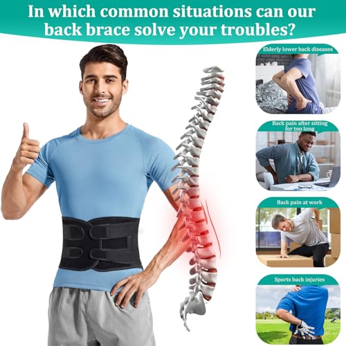 Adjustable Back Brace for Lower Back Pain & Sciatica Relief - Unisex Lumbar Support Belt for Herniated Disc, Posture Correction, Breathable Design for Work, Sports (B92,Small)