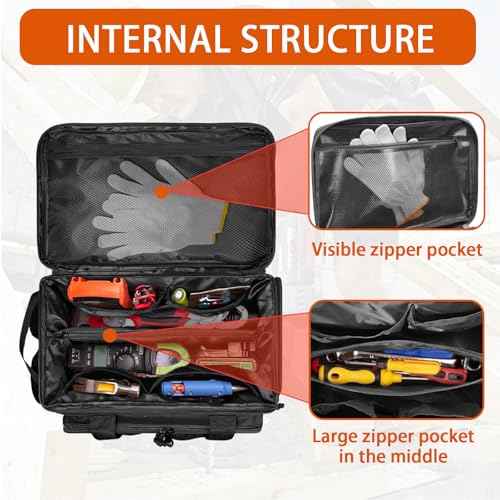 Tool Bag with Anti-friction Bottom, Hand Tool Tote Storage Organizer for Men, Tactical Range Bag, Electricians Tool Organizer Storage for Repairman, Carpenters, Handyman