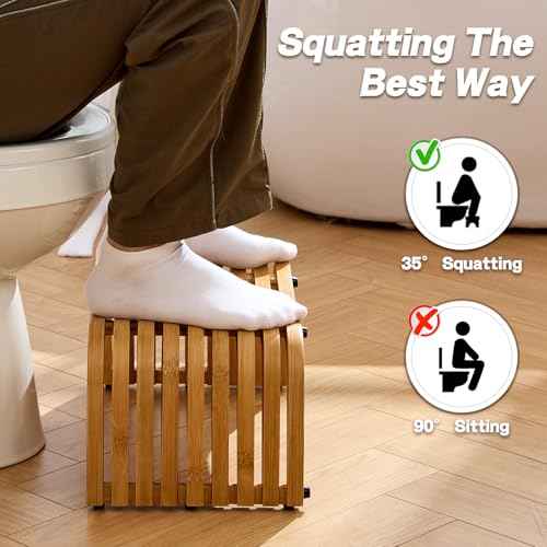 Bamboo Toilet Stool for Adults,7 inch Toilet Stool Squat Adult Kids,Non-Slip Poop Stool for Kids,Make Defecation More Smooth and Easy,Kitchen, Living Room, Bathroom