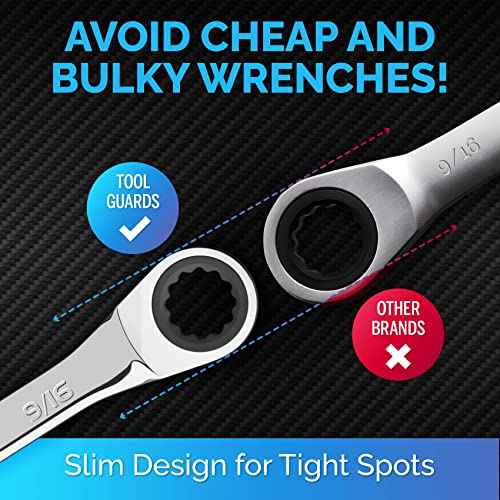 TOOLGUARDS 9/16" Wrench - Ratcheting Wrench - Slim Profile - Ratchet Wrench