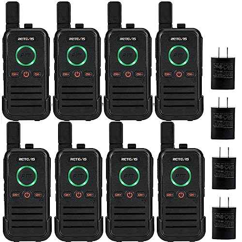 Retevis RB45 Walkie Talkies 8 Pack,Rechargeable Long Range Two Way Radio,Dual PTT,Indicator,Loud Sound,Mini,Wearable Small Walkie Talkie for Seniors Adults Elderly Healthcare Hospital Nursing Home
