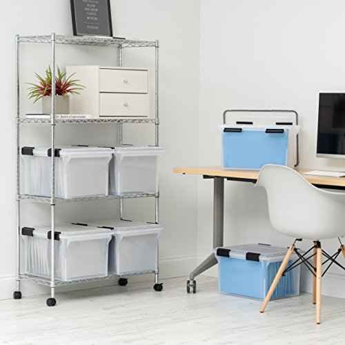 IRIS USA File Box WeatherPro File Organizer Plastic File Box for Letter/Legal File, Durable Lid and Seal w/ Secure Latching Buckles, Stackable and Nestable, Clear 32 Qt. 1Pack