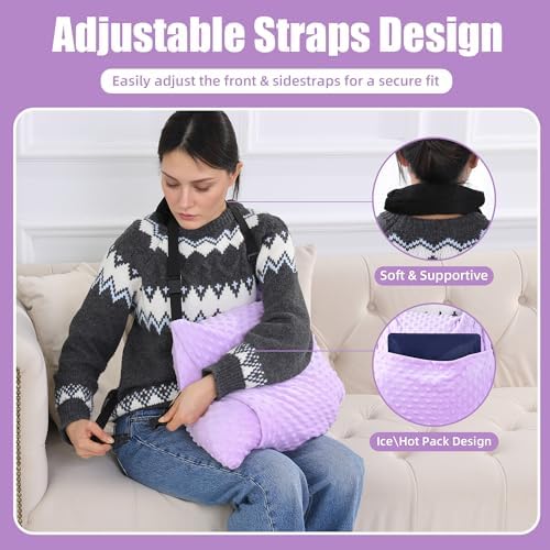 BALAPET 2 Pcs Shredded Memory Foam Hysterectomy Pillow Set for Abdominal Surgery Recovery, Comfy Hysterectomy Seat Belt Pillow with Pocket for Ice/Hot Packs, Hysterectomy Recovery Must Haves(Purple)