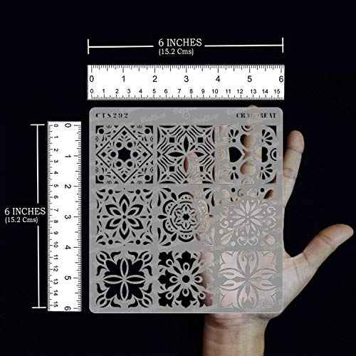 CrafTreat Reusable Mini Tiles - 6x6 Inches - DIY Art & Craft Stencils for Wood, Canvas, Paper, Fabric, Floor, Wall