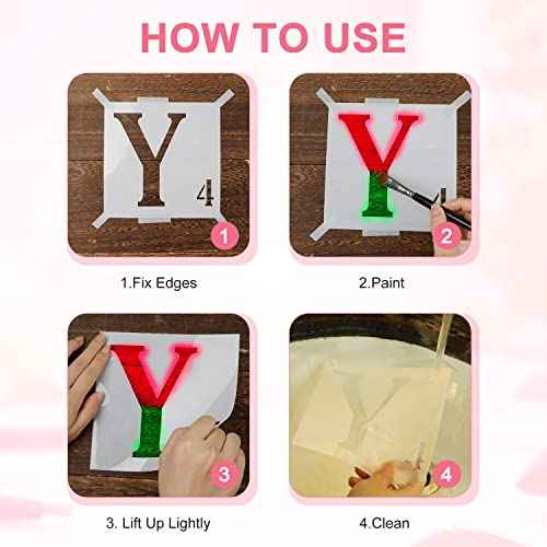 AIEX 27pcs Stencils, 6 Inch Reusable Plastic Stencils for Painting on Wood Letters and Numbers Stencils Alphabet Stencils for Wall Art Drawing Craft DIY Writing