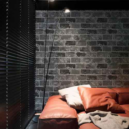 GaliGali Black and Silver Brick Wallpaper, Peel and Stick Wallpaper, Self-Adhesive Classic Antique Texture Rock Wall Paper, Removable Contact Paper for Home Decoration 17.3"x118", No.A07020J-3