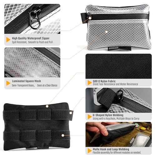 TACTICAL GEEK Storage A5 EDC Storage Pouch Set, Multi-Purpose Molle EDC Gadget Pouch, Multi-Functional Utility Small Tool Pocket,Luggage Organiser Divider Small Pouch Organizer for Daily Carry (White)
