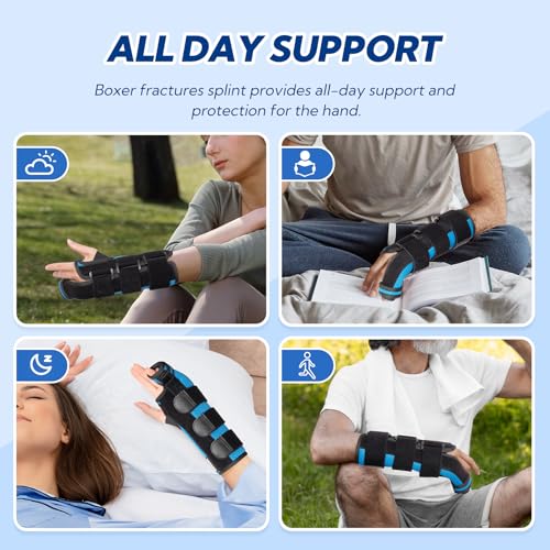 Boxer Fracture Splint, Ulnar Gutter Splint Right Hand, the 4th and 5th Metacarpal Finger Splint Hand Brace, Boxer Orthosis Hand & Wrist Brace for Women & Men, Left, M