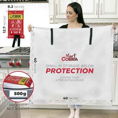 Mart Cobra Fire Blanket 2-Pack ? Emergency Fire Suppression for Home & Kitchen ? 40"x40" Fireproof Fiberglass Safety Blankets ? Heat Resistant & Easy to Use ? Smothers Grease & Electrical Fires