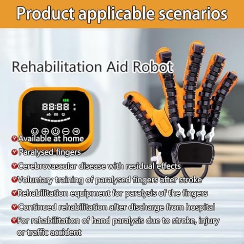 Rehabilitation Robot Gloves, Multi-Modal Rehabilitation Training Gloves, Portable Hemiplegia Finger Rehabilitation Trainer, Finger Splint for Hand Rehabilitation(A,Left Hand XL)