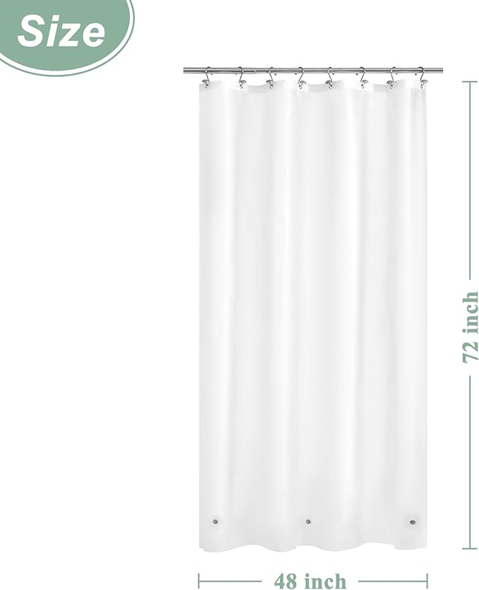 Mrs Awesome Narrow Frost Shower Curtain Liner with 3 Magnets, 48x72 Frosted PEVA Shower Liner, Light Weight Plastic Shower Curtain for Bathroom, Waterproof,Frost