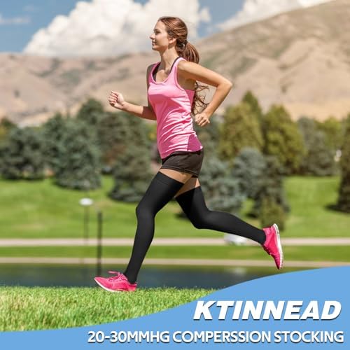 2Pairs Ktinnead 20-30mmHg Thigh High Compression Stockings for Women, Thigh High Compression Socks, Medical Compression Stockings for Pregnant, Teacher, Doctor, Varicose Veins, Swelling, lymphedema