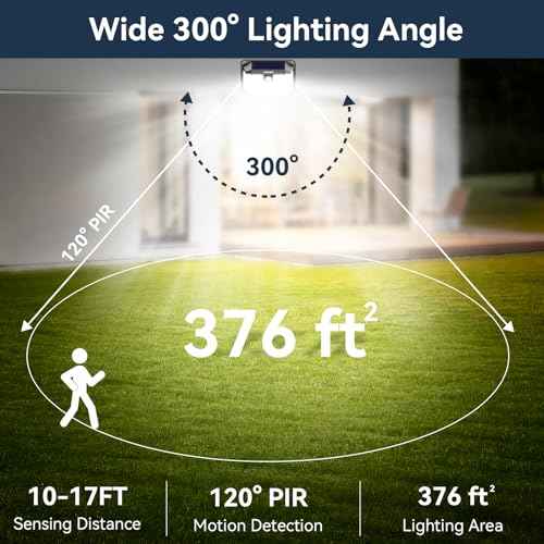 TECKNET 231 LED Solar Motion Lights Outdoor Waterproof, 10 Pack 300¡Æ Angle & 3 Lighting Modes PIR Motion Sensor Security Solar Wall Lights IP65 for Fence Front Door Yard Deck Garden Garage