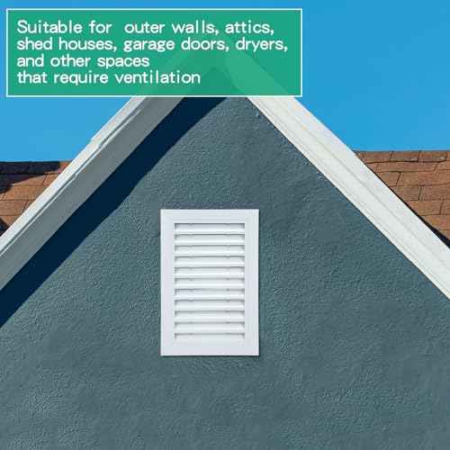 Gisafai 2 Pcs 12" x 18" Gable Vent Aluminum Alloy Wall Vents Shed Attic Window with Screen Return Air Grill with Screws, for Ventilation Exterior Doors Wall House (White)