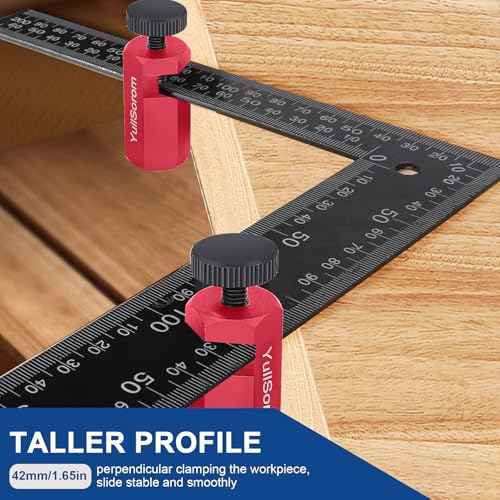 Tall Stair Gauges for Framing Square with Holder and Carabiner Stair Guage Knobs Tool for Circular Saw,Stair Guides Perfect for Rafter Gauge Clamps Red kit