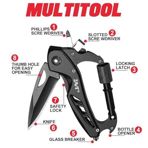 Gifts for Men, Multitool Carabiner with Pocket Knife Men Valentines Day, Mens Stocking Stuffers for Christmas, Stocking Stuffers for Dad Gifts from Daughter Son, Birthday Tools Gadgets for Him Husband