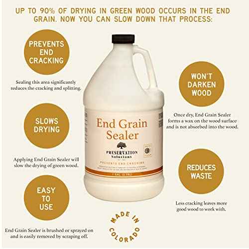 End Grain Sealer Clear 1 Gallon by Preservation Solutions, Prevents End Grain Cracking & Slows Drying, Ideal for Woodworkers & Carvers