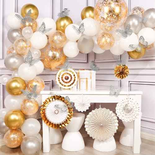84PCS 3D Butterfly Decorations, 3 Sizes 7 Styles Butterfly Wall Decor Silver Butterflies Decorations for Cake, Butterflies Party, Birthday, Wall