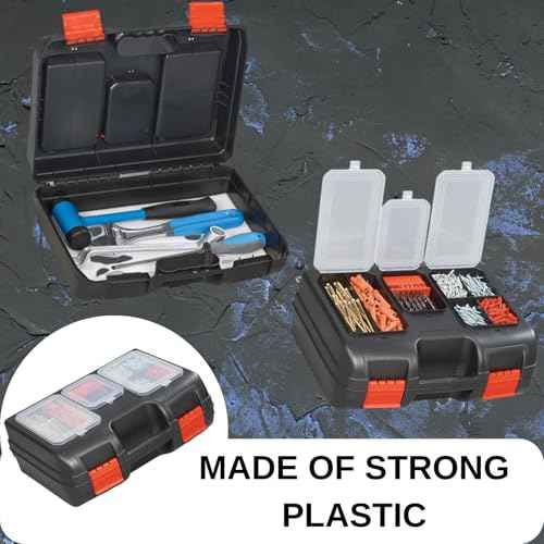 Organizer Hand tool bag | Hardware Box Storage | Excellent for Screws | Small Parts | Black/Red | 15.94"L x 11.81"W x 6.10"H by Onuva