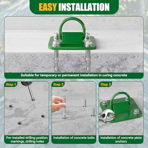 D Ring Anchor Plate l Concrete Plate Anchors for Concrete Walls,Ceilings,Columns l Steel D-Ring Reusable Anchor Plate