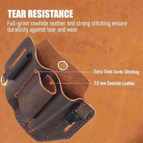 STAR VISTA Armando-1 Full Grain Leather Multitool Sheath,EDC Belt Tool Holster, EDC Multitool Organizer, Heavy-Duty Stitches, Gift for Men, Dark Brown