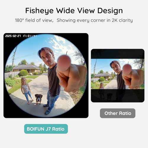 BOIFUN 2K 180¡Æ Head?to?Toe View Doorbell Camera Wireless ? No Subscription, Smart AI Detection, Live View with Two?Way Talk, Battery Video Doorbell, 2.4?GHz Wi?Fi Only
