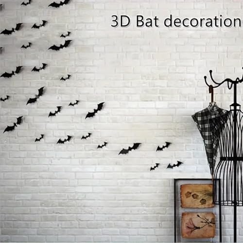 Boolavard 124pcs 3D Black Bat Wall Decals - Spooky Halloween Decor for Bars & Rooms, Perfect for Parties & Festive Creepy Props