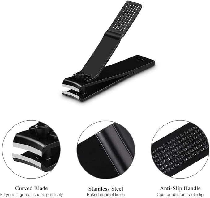 HAWATOUR Nail Clippers Set, Ultra Sharp Sturdy Fingernail and Toenail Clipper Cutters with Visibly Tin Case, Black