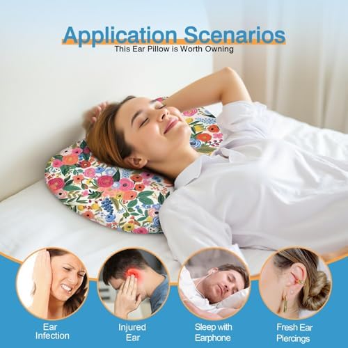 Ear Piercing Pillow for Side Sleepers Pillows with Holes for Ear Pain,Donut Pillow for Ear Side Sleeping Pillow for Adults CNH Ear Pain Relief Pressure Sores Ear Pillow with Hole in Center