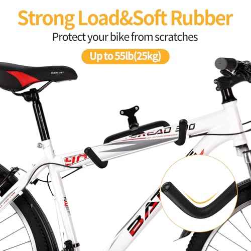 Bike Wall Parking Stand - Adjustable Horizontal Bicycle Storage Rack for Garage and Home - Metal Hook Holder for Road, Mountain, and Hybrid Bikes