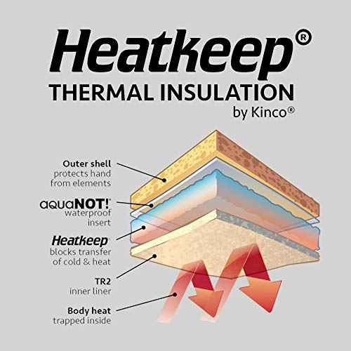 Kinco, 1927KWT-L, Golden Premium Grain Pigskin Palm, Polyester & Elastic Knit Wrist with Leather Pull-Tab, Heatkeep¢ç Thermal Insulation, Mitt Outer Shell Over 5-Finger Glove Inside, Large