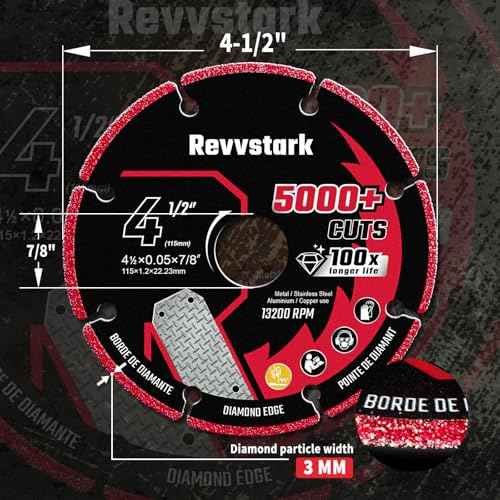 Diamond Cutting Wheel 4 1/2 for Angle Grinder, with 7/8"" Arbor, Carbide Cutting Wheel, Metal Cutting Wheel, 4 1/2 Cut Off Wheel for Metal with 5000+ Cuts on Rebar, Steel, Iron and INOX