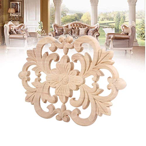 MUXSAM Wood Carved Applique Onlay Furniture Corner Frame Decal Unpainted Furniture DIY Decoration for Furniture Home Door Cabinet (22 x 14cm / 8.7 x 5.5inch), Pack of 1