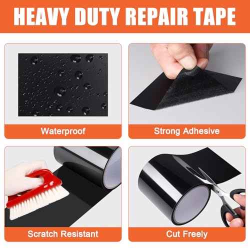 Duct Tape Flexible Rubberized Waterproof Tape, Strong Adhesive Duct Tape Black Tape Heavy Duty and Weather Resistant for Indoor Outdoor Repairs, 4¡¯¡¯ x10¡¯, 1 Pack