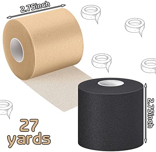24 Pieces Foam Underwrap Tape Sports Prewrap Athletic Tape Foam Pre Wrap for Ankles Wrists Hands and Knees(Black, Beige)