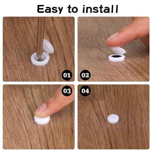 200Pcs Plastic Hinged Screw Cover Caps, Shutter Screw Caps, White Snap Washer Covers Flip Tops for Screw Protection, Covering Screw Heads, 577452_1_Vrc8r9kt3