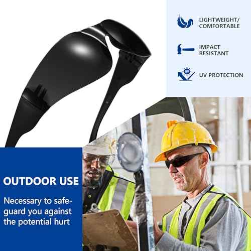 Tinted Safety Glasses Bulk, 24 Pack, Protective Shaded Safety Goggles, UV Protection Sunglasses, Scratch & Impact Resistant Dark Smoke Lense | Perfect for Construction, Shooting, Lab Work