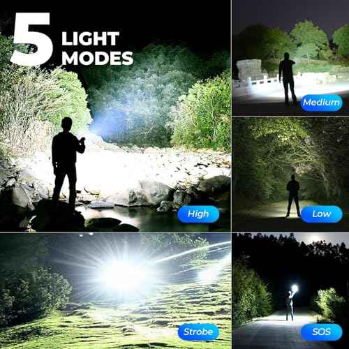Rechargeable LED Flashlight High Lumens - 99,000 Lumens Super Bright Flash Light with 5 Modes, Waterproof Powerful Linterna Multifunctional Flashlights for Camping