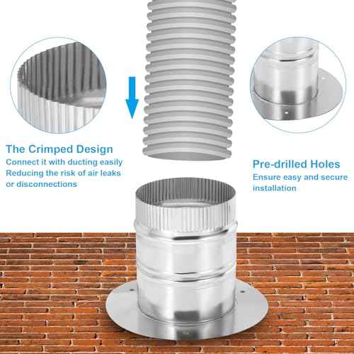 PATIKIL 12" Round Duct Collar, Galvanized Duct Connector Flange Pipe Collar Take Off Collar for Flexible or Rigid Ducts, Heating Cooling Ventilation Exhaust Fan Vent Systems