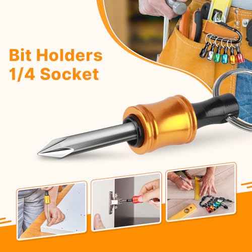 36PCS Bit Holder 1/4 Socket, Hex Shank Drill Bit Holder for Impact Driver Drill Bit Keychain Extension Bar Quick Release Drill Bit Holders, Screwdriver Bit Holder for Tools and Gifts for Men