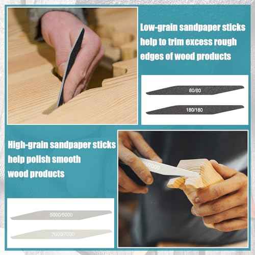 Honoson 10 Pcs Sanding Sticks Buffing Sanding Sticks for Plastic Models Assorted Grits Crafts Metal Wood Sandpaper Tools(Low Grits Rating,Double Angle Shape)