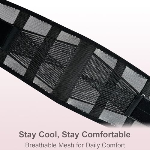 Ultra Breathable & Thin Back Brace for Lower Back Pain – Lightweight, Adjustable Back Brace Belt for Women and Men | Comfortable Lumbar Compression Brace for Sciatica, Scoliosis, Wear Under Clothing
